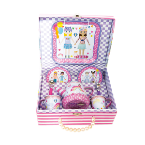 Children's tea set with cups and saucers in a decorative box 