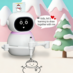 White robot with a screen and drawing pen