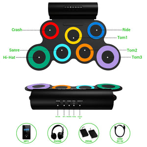 Electronic Kids Rollup Drum Set | Colourful